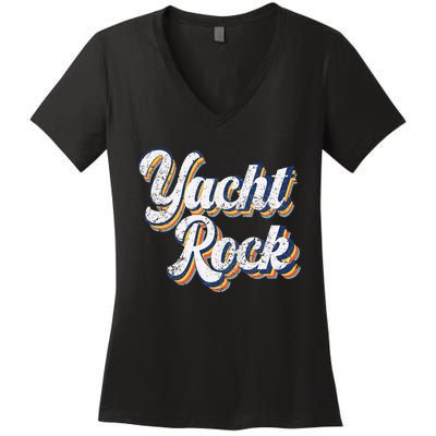 Vintage Yacht Rock Party Boat Drinking Women's V-Neck T-Shirt