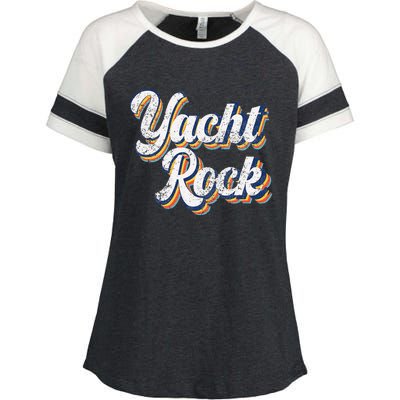 Vintage Yacht Rock Party Boat Drinking Enza Ladies Jersey Colorblock Tee