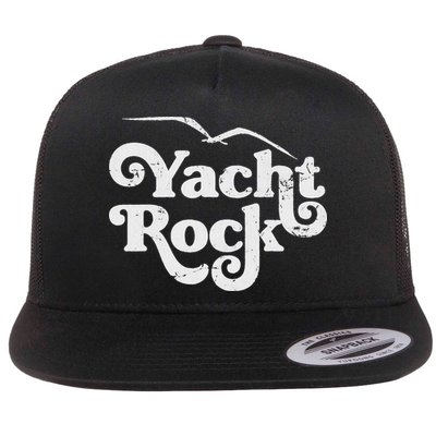 Vintage Yacht Rock Retro Faded Aesthetic Fan Design Flat Bill Trucker Hat