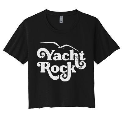 Vintage Yacht Rock Retro Faded Aesthetic Fan Design Women's Crop Top Tee