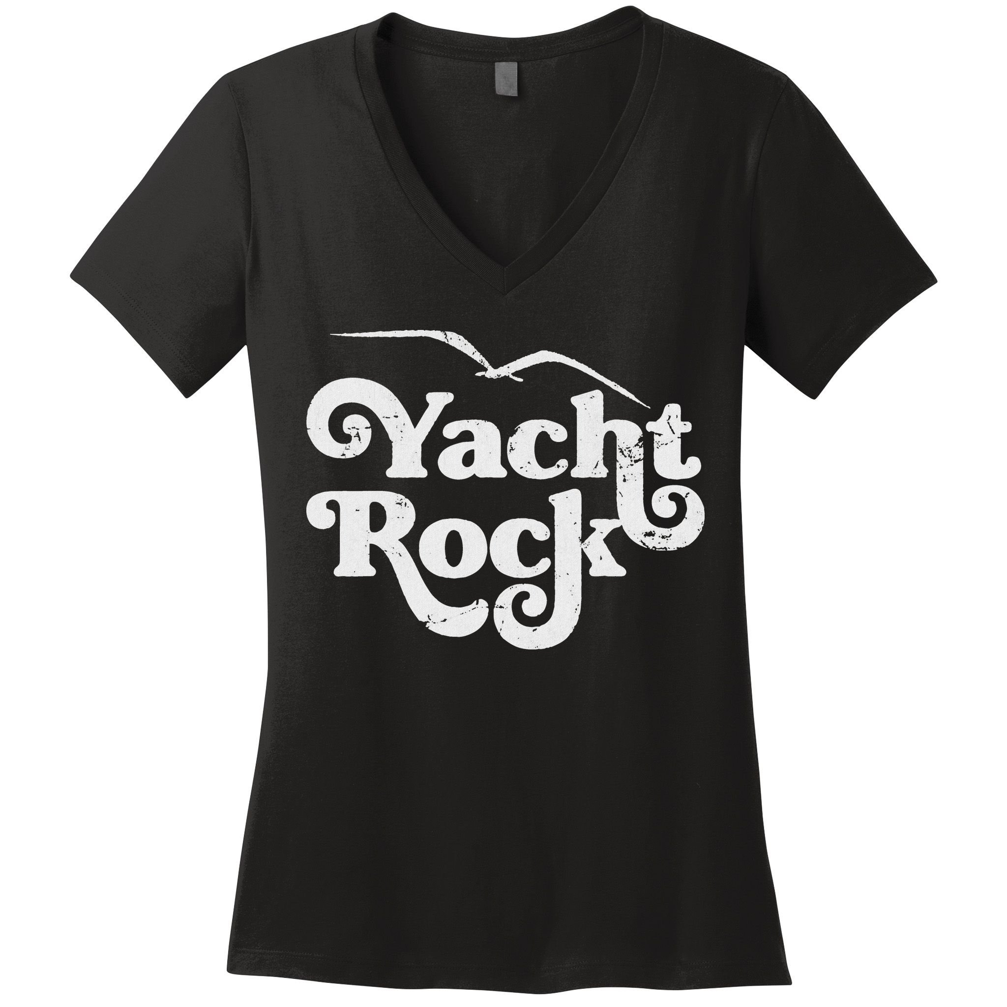 Vintage Yacht Rock Retro Faded Aesthetic Fan Design Women's V-Neck T-Shirt
