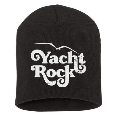 Vintage Yacht Rock Retro Faded Aesthetic Fan Design Short Acrylic Beanie