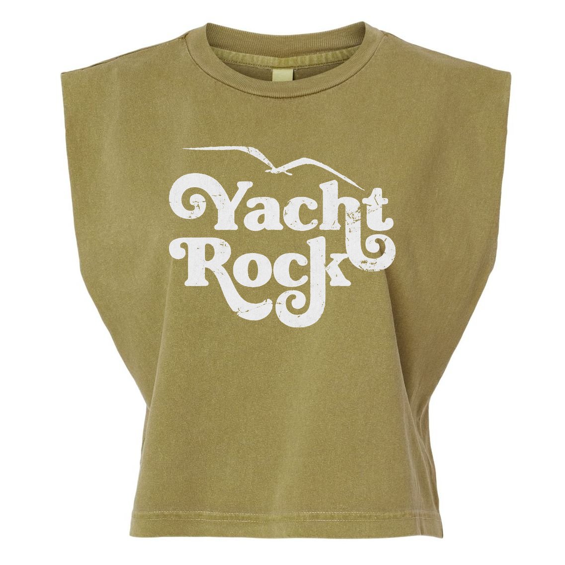 Vintage Yacht Rock Retro Faded Aesthetic Fan Design Garment-Dyed Women's Muscle Tee