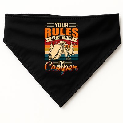 Vintage Your Rules Are Not Mine Im Camper Wilderness Camping Lover USA-Made Doggie Bandana