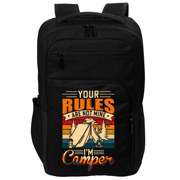 Vintage Your Rules Are Not Mine Im Camper Wilderness Camping Lover Impact Tech Backpack