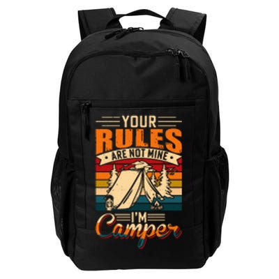 Vintage Your Rules Are Not Mine Im Camper Wilderness Camping Lover Daily Commute Backpack