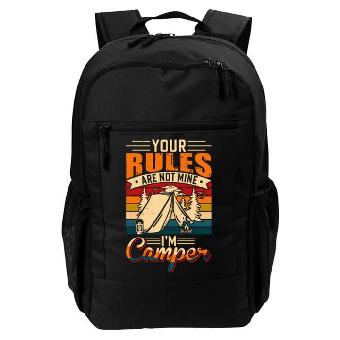 Vintage Your Rules Are Not Mine Im Camper Wilderness Camping Lover Daily Commute Backpack