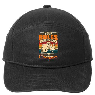 Vintage Your Rules Are Not Mine Im Camper Wilderness Camping Lover 7-Panel Snapback Hat