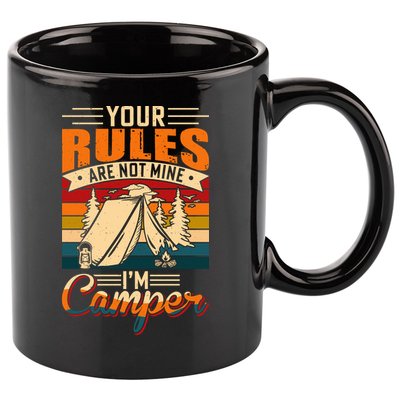 Vintage Your Rules Are Not Mine Im Camper Wilderness Camping Lover 11oz C Handle Ceramic Mug