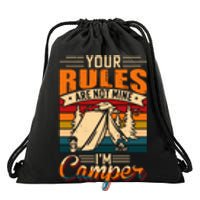 Vintage Your Rules Are Not Mine Im Camper Wilderness Camping Lover Drawstring Bag