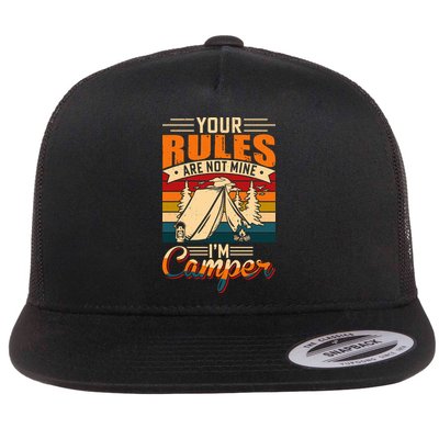 Vintage Your Rules Are Not Mine Im Camper Wilderness Camping Lover Flatbill Hat