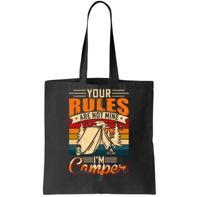 Vintage Your Rules Are Not Mine Im Camper Wilderness Camping Lover Tote Bag