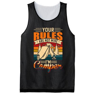 Vintage Your Rules Are Not Mine Im Camper Wilderness Camping Lover Mesh Reversible Basketball Jersey Tank
