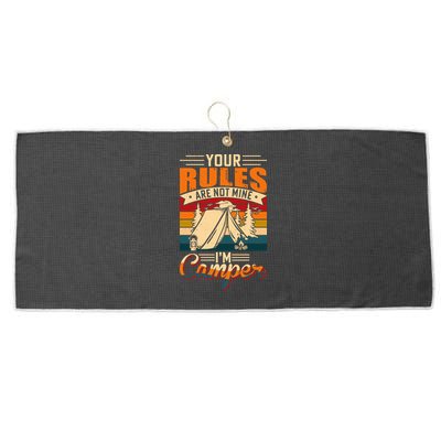 Vintage Your Rules Are Not Mine Im Camper Wilderness Camping Lover Large Microfiber Waffle Golf Towel
