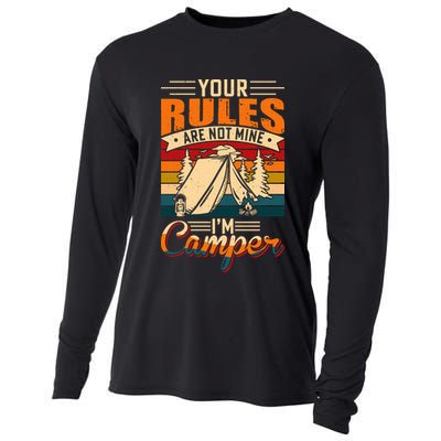 Vintage Your Rules Are Not Mine Im Camper Wilderness Camping Lover Cooling Performance Long Sleeve Crew
