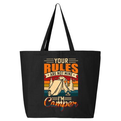 Vintage Your Rules Are Not Mine Im Camper Wilderness Camping Lover 25L Jumbo Tote