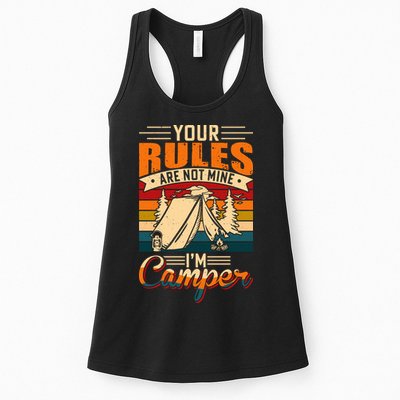 Vintage Your Rules Are Not Mine Im Camper Wilderness Camping Lover Womens Tank Top