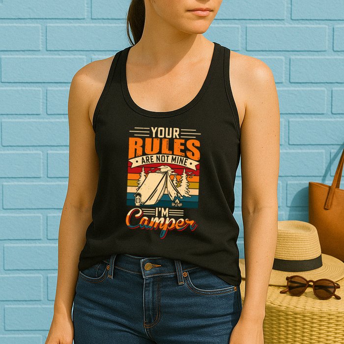 Vintage Your Rules Are Not Mine Im Camper Wilderness Camping Lover Womens Tank Top