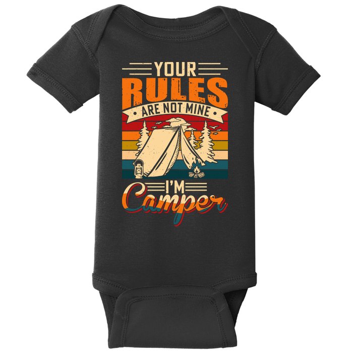 Vintage Your Rules Are Not Mine Im Camper Wilderness Camping Lover Baby Bodysuit