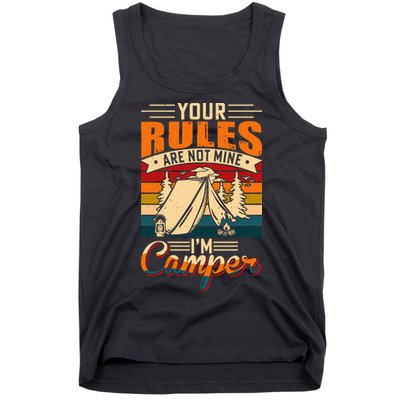Vintage Your Rules Are Not Mine Im Camper Wilderness Camping Lover Tank Top