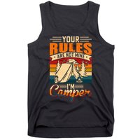 Vintage Your Rules Are Not Mine Im Camper Wilderness Camping Lover Tank Top