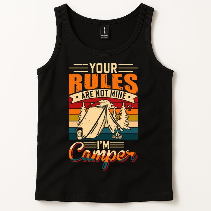 Vintage Your Rules Are Not Mine Im Camper Wilderness Camping Lover Tank Top