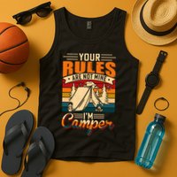 Vintage Your Rules Are Not Mine Im Camper Wilderness Camping Lover Tank Top