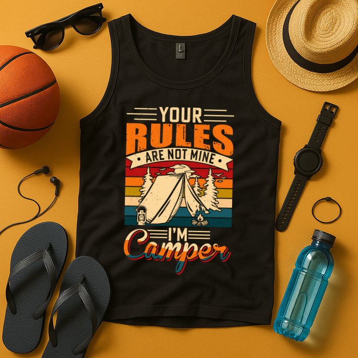 Vintage Your Rules Are Not Mine Im Camper Wilderness Camping Lover Tank Top