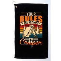 Vintage Your Rules Are Not Mine Im Camper Wilderness Camping Lover Golf Towel