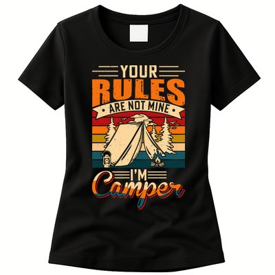 Vintage Your Rules Are Not Mine Im Camper Wilderness Camping Lover Womens T-Shirt
