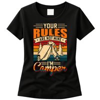 Vintage Your Rules Are Not Mine Im Camper Wilderness Camping Lover Womens T-Shirt