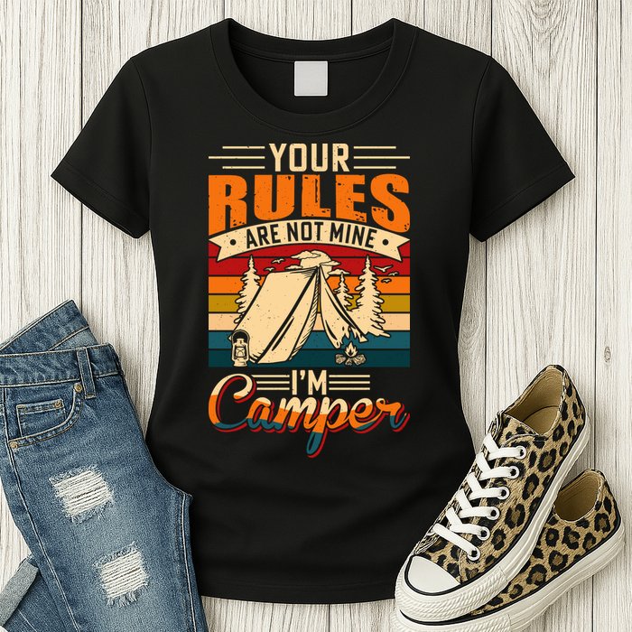 Vintage Your Rules Are Not Mine Im Camper Wilderness Camping Lover Womens T-Shirt