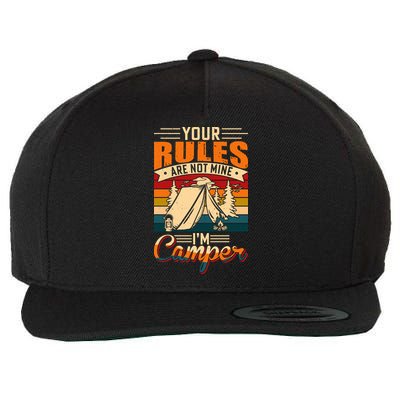 Vintage Your Rules Are Not Mine Im Camper Wilderness Camping Lover Wool Snapback Cap