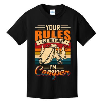Vintage Your Rules Are Not Mine Im Camper Wilderness Camping Lover Kids T-Shirt