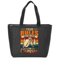 Vintage Your Rules Are Not Mine Im Camper Wilderness Camping Lover Zip Tote Bag