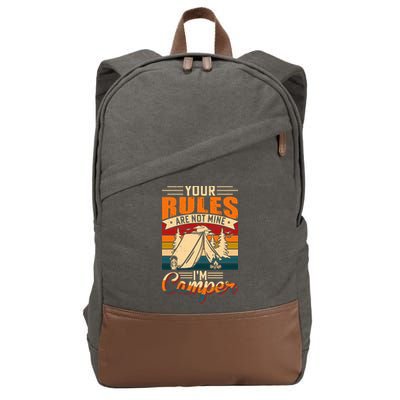 Vintage Your Rules Are Not Mine Im Camper Wilderness Camping Lover Cotton Canvas Backpack