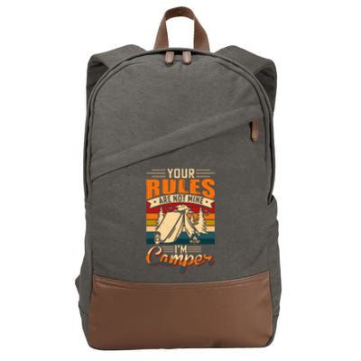 Vintage Your Rules Are Not Mine Im Camper Wilderness Camping Lover Cotton Canvas Backpack