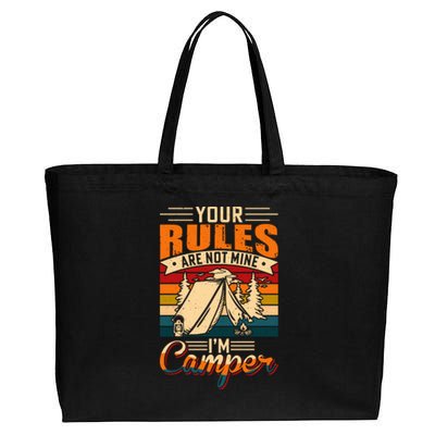 Vintage Your Rules Are Not Mine Im Camper Wilderness Camping Lover Cotton Canvas Jumbo Tote