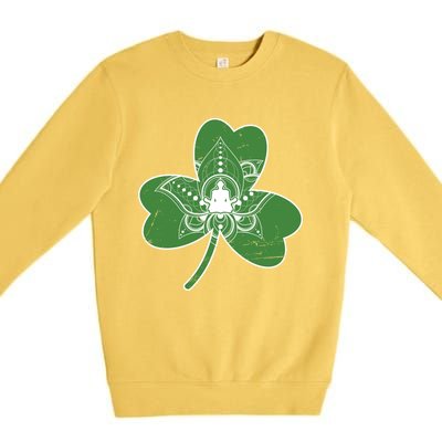 Vintage Yoga Shamrock Yoga Irish Shamrock St Patricks Day Gift Premium Crewneck Sweatshirt