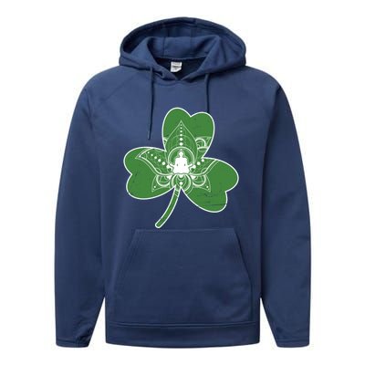 Vintage Yoga Shamrock Yoga Irish Shamrock St Patricks Day Gift Performance Fleece Hoodie