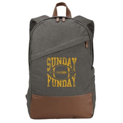 Vintage Yellow Sunday Funday Football Gift Gift Cotton Canvas Backpack