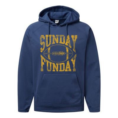 Vintage Yellow Sunday Funday Football Gift Gift Performance Fleece Hoodie