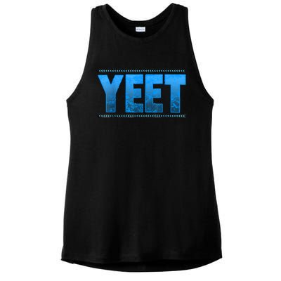 Vintage Yeet Tees Yeet Quotes Design Blue Ladies PosiCharge Tri-Blend Wicking Tank