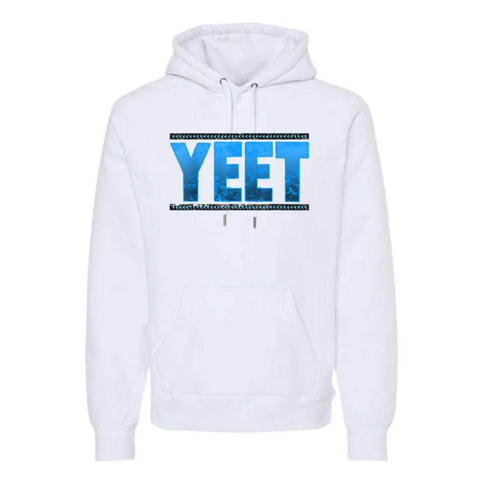 Vintage Yeet Tees Yeet Quotes Design Blue Premium Hoodie