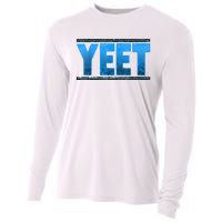 Vintage Yeet Tees Yeet Quotes Design Blue Cooling Performance Long Sleeve Crew