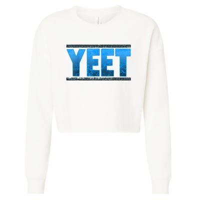 Vintage Yeet Tees Yeet Quotes Design Blue Cropped Pullover Crew