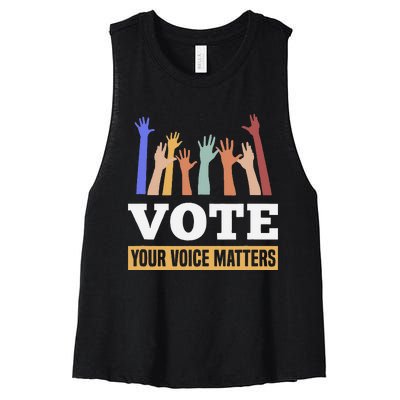 Vote Your Voice Matters Presidential Election Women's Racerback Cropped Tank