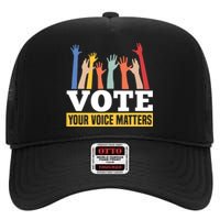 Vote Your Voice Matters Presidential Election High Crown Mesh Back Trucker Hat