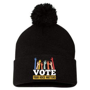 Vote Your Voice Matters Presidential Election Pom Pom 12in Knit Beanie