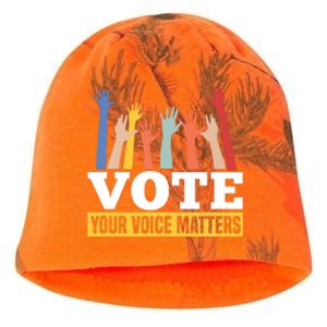 Vote Your Voice Matters Presidential Election Kati - Camo Knit Beanie